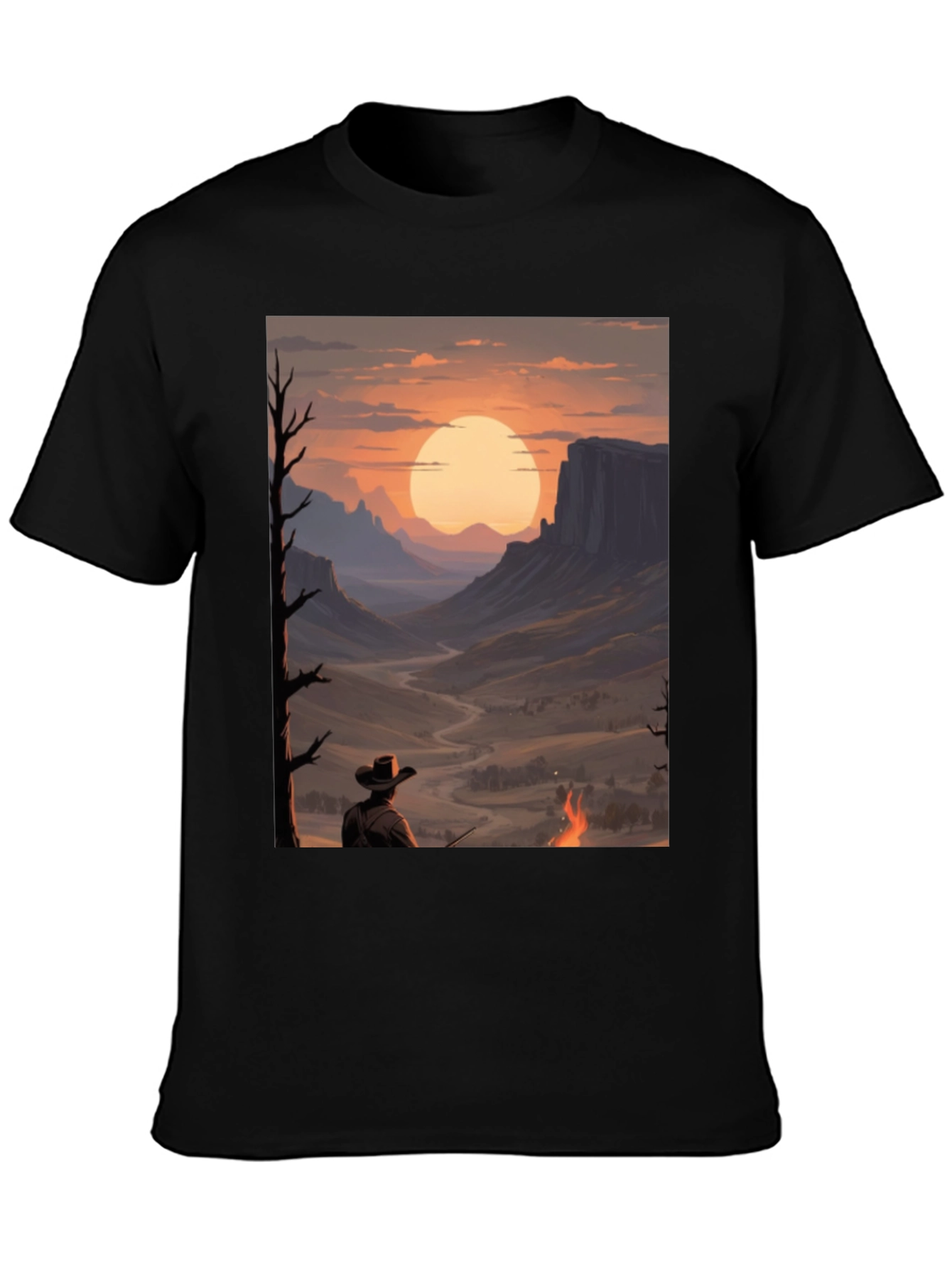 Sunset Cowboy Graphic Tee - Western Style Shirt