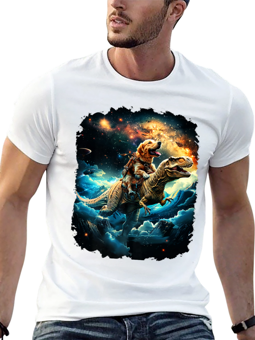 Dog Riding Dinosaur T-Shirt