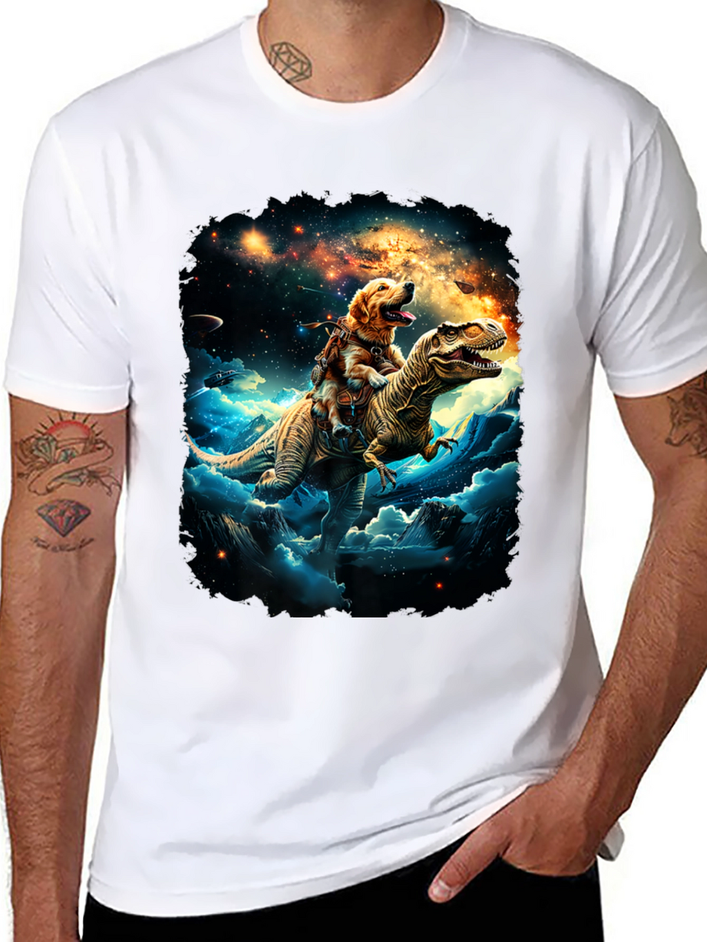 Dog Riding Dinosaur T-Shirt