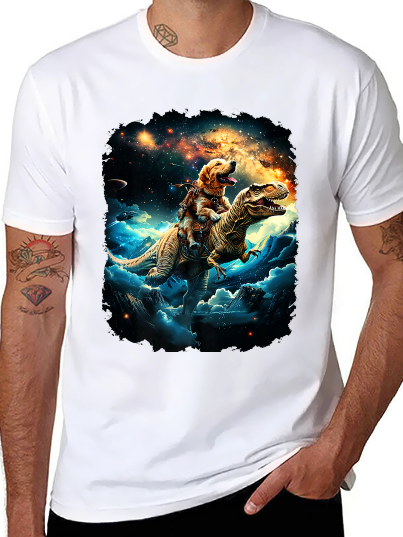 Dog Riding Dinosaur T-Shirt