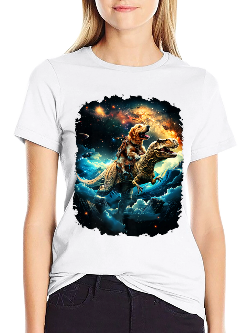 Dog Riding Dinosaur T-Shirt