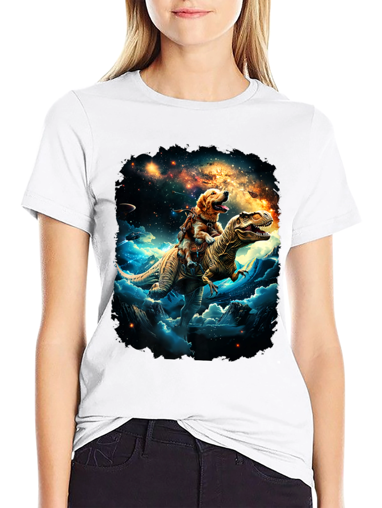 Dog Riding Dinosaur T-Shirt