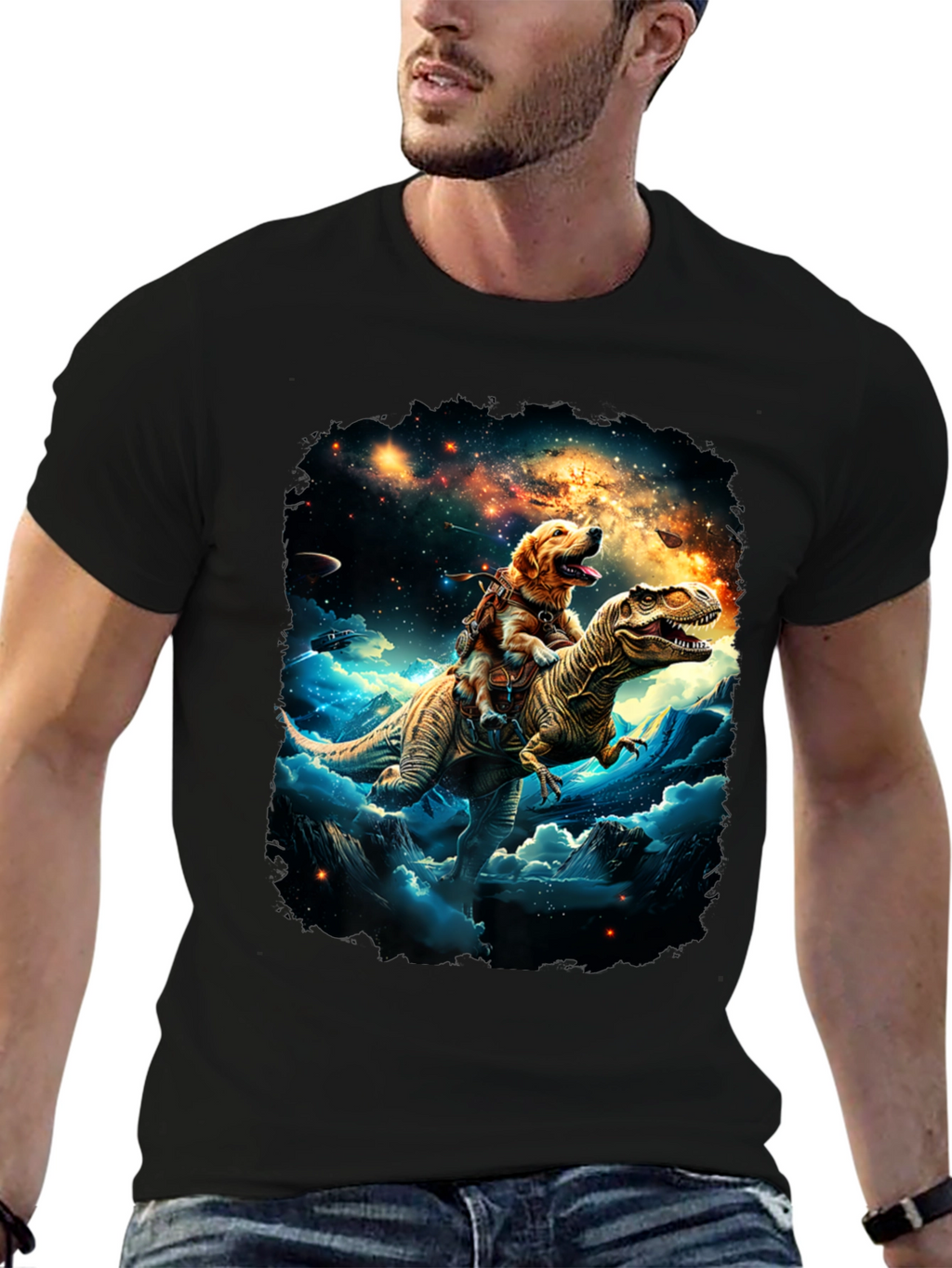 Dog Riding Dinosaur T-Shirt