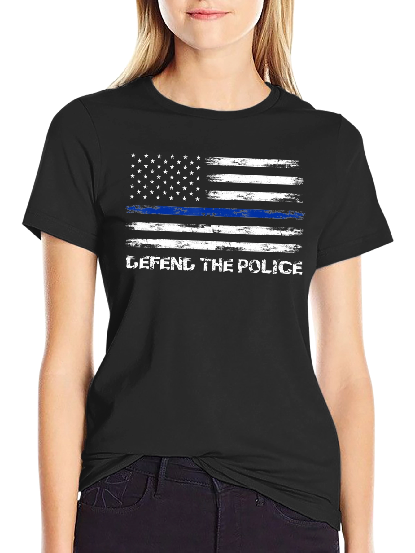 Defend The Police T-Shirt - Thin Blue Line Flag