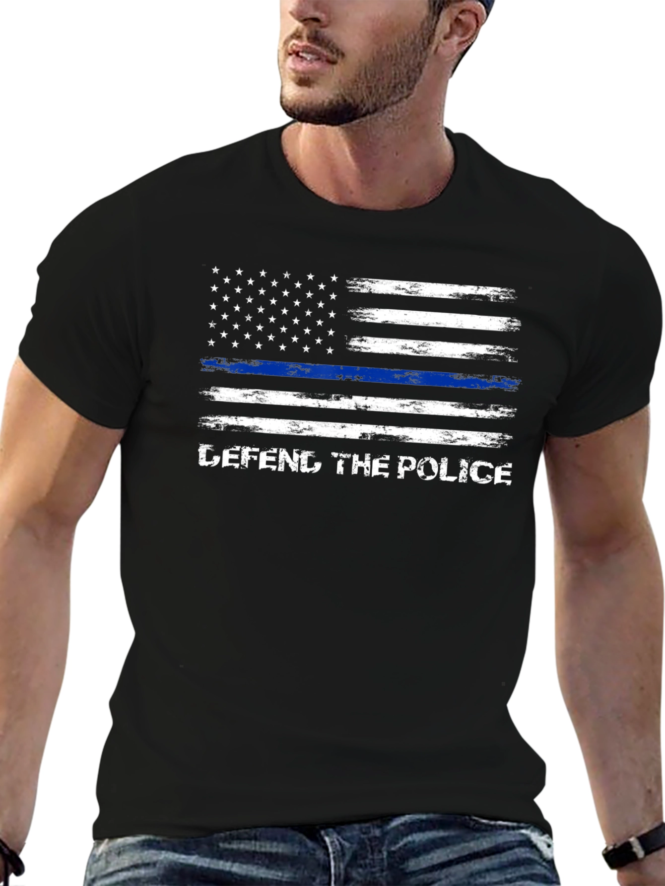 Defend The Police T-Shirt - Thin Blue Line Flag
