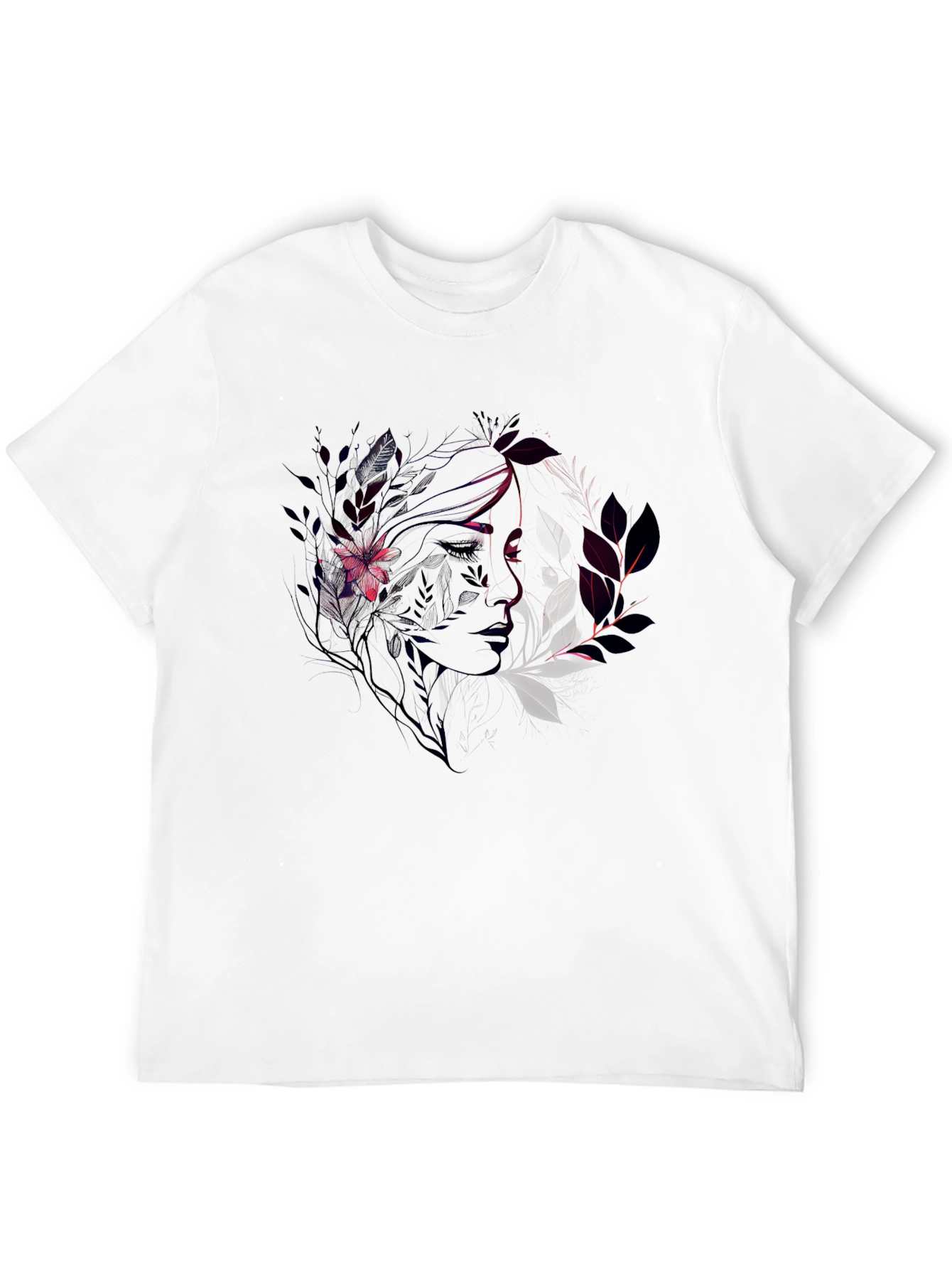 Floral Silhouette Graphic Tee - Black