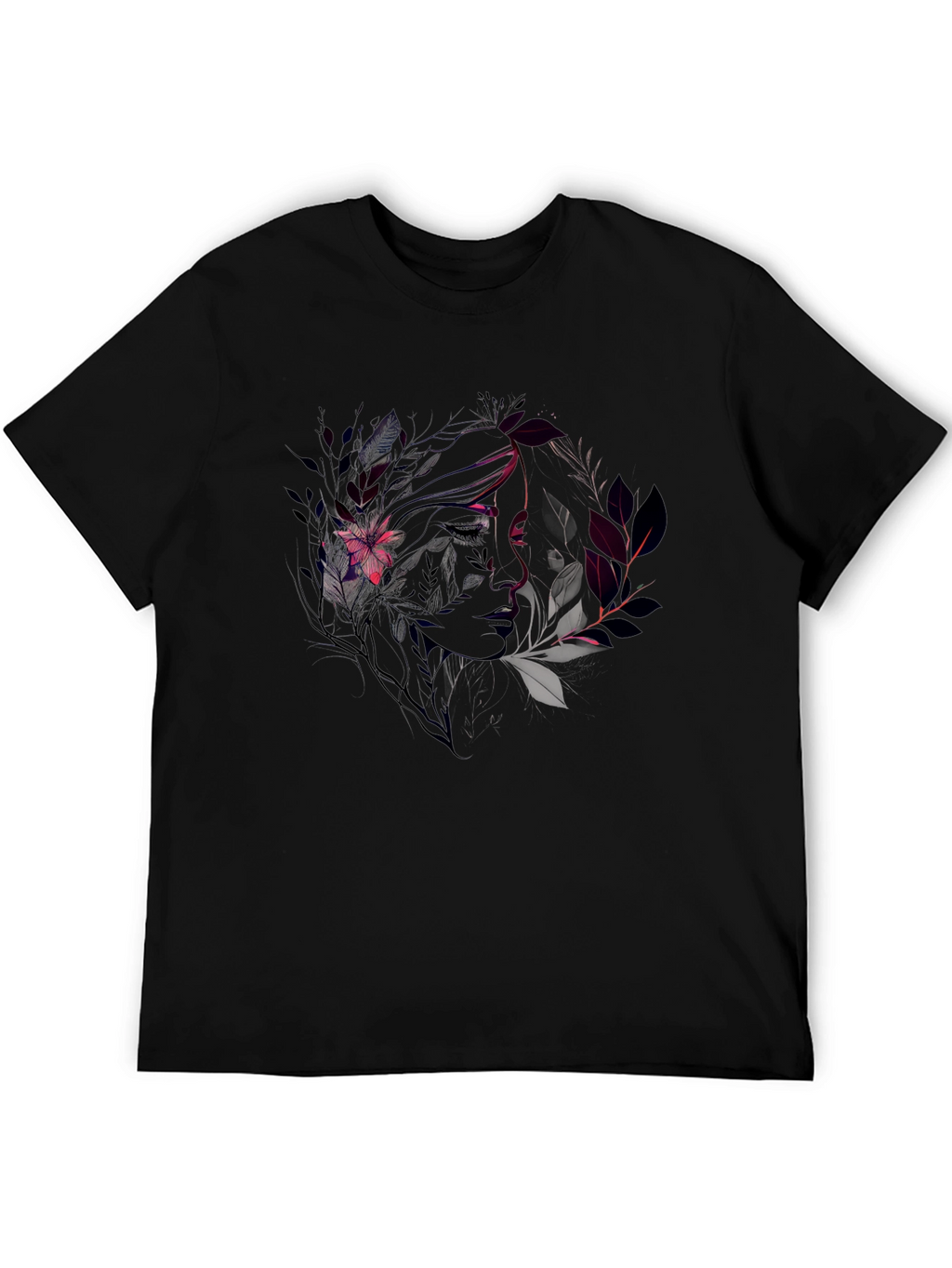 Floral Silhouette Graphic Tee - Black