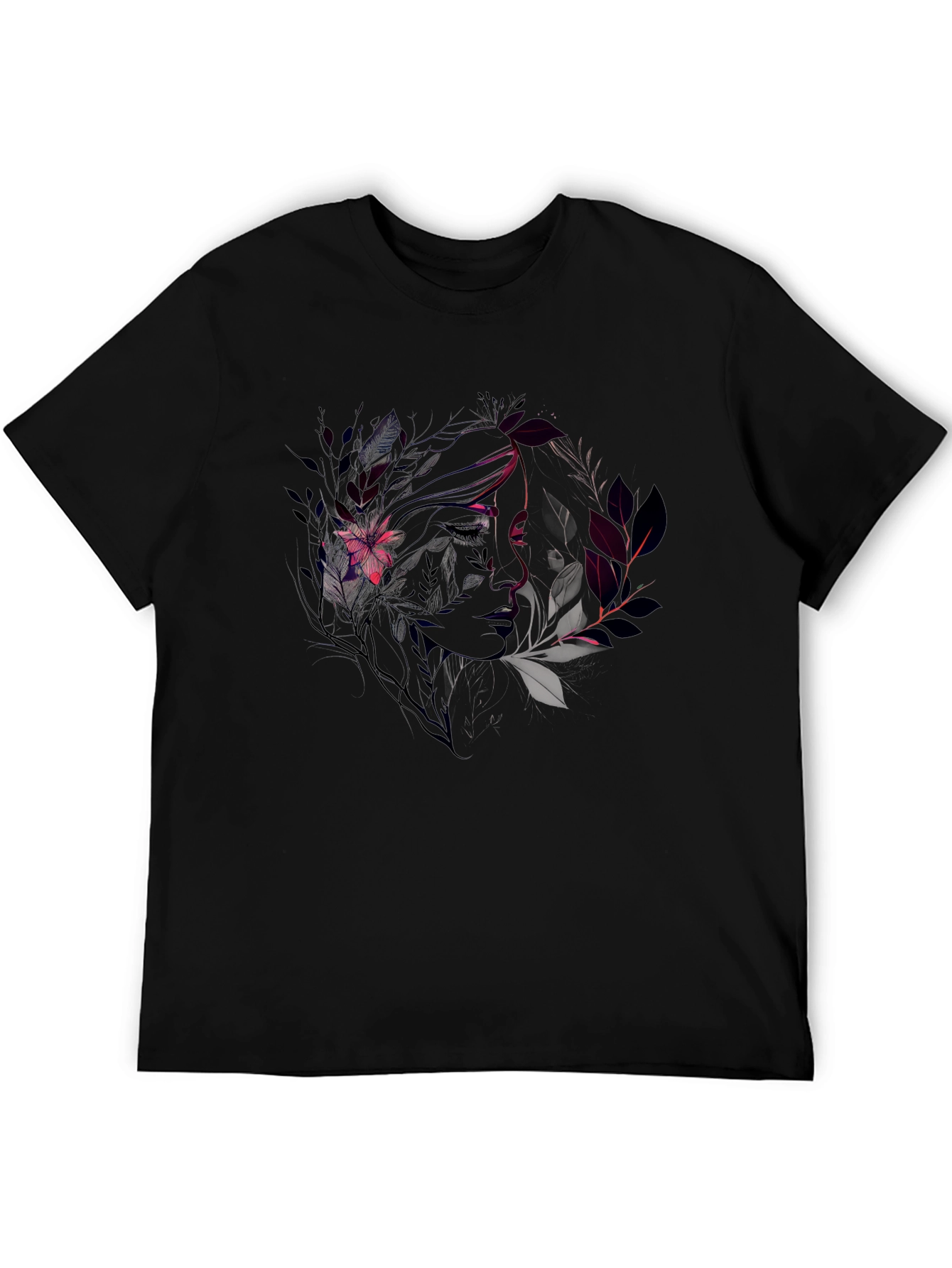 Floral Silhouette Graphic Tee - Black