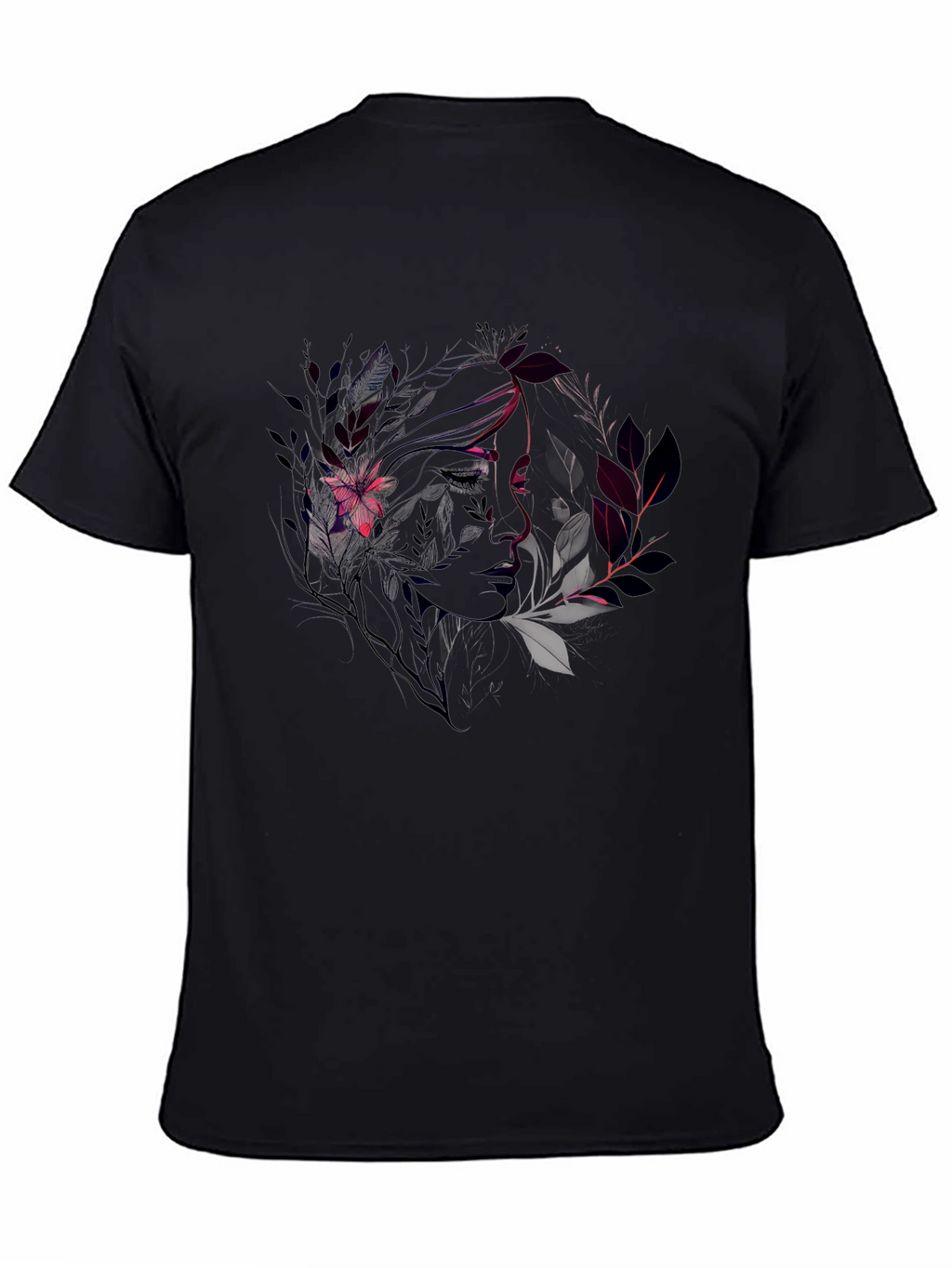 Floral Silhouette Graphic Tee - Black