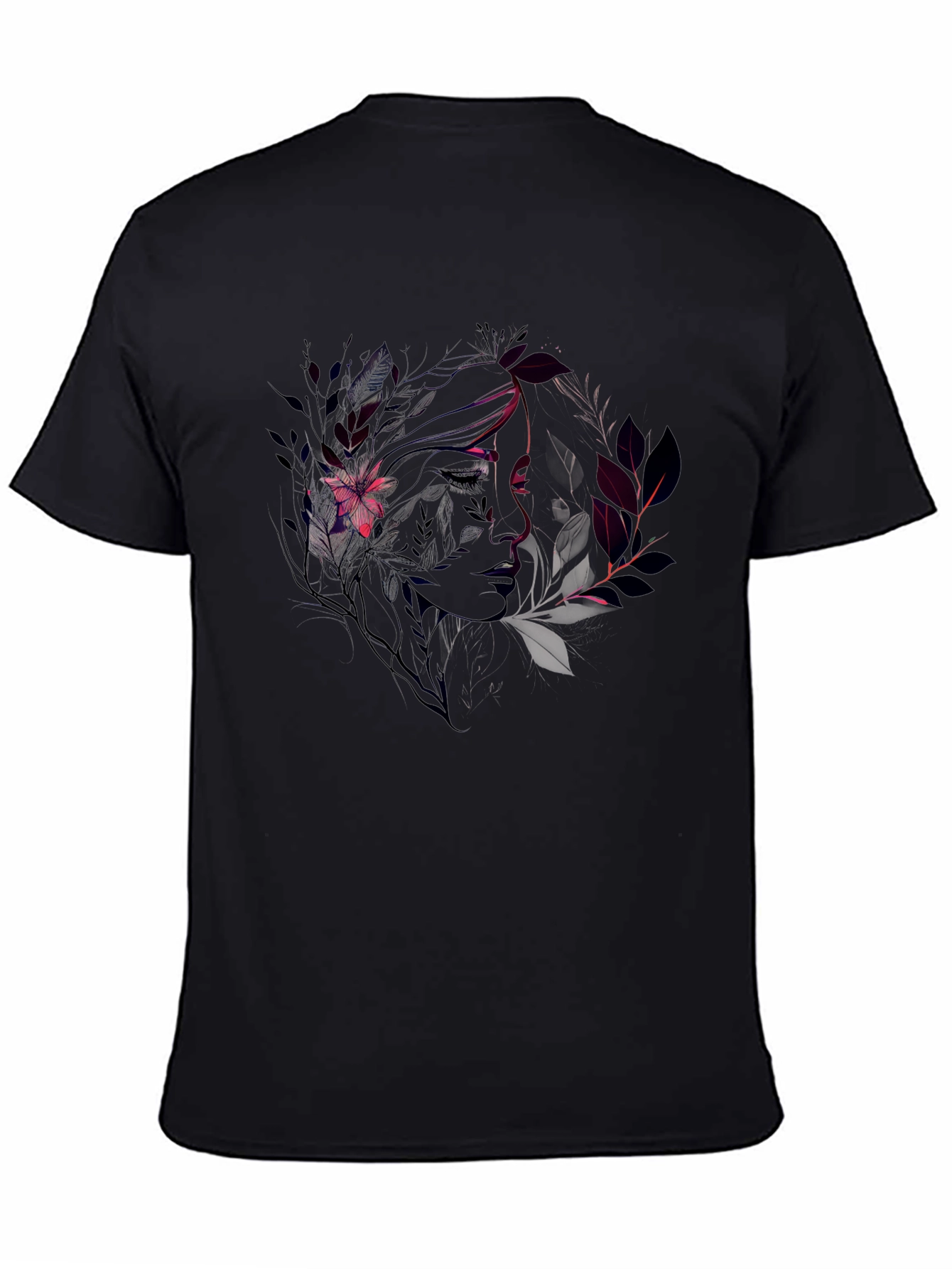 Floral Silhouette Graphic Tee - Black