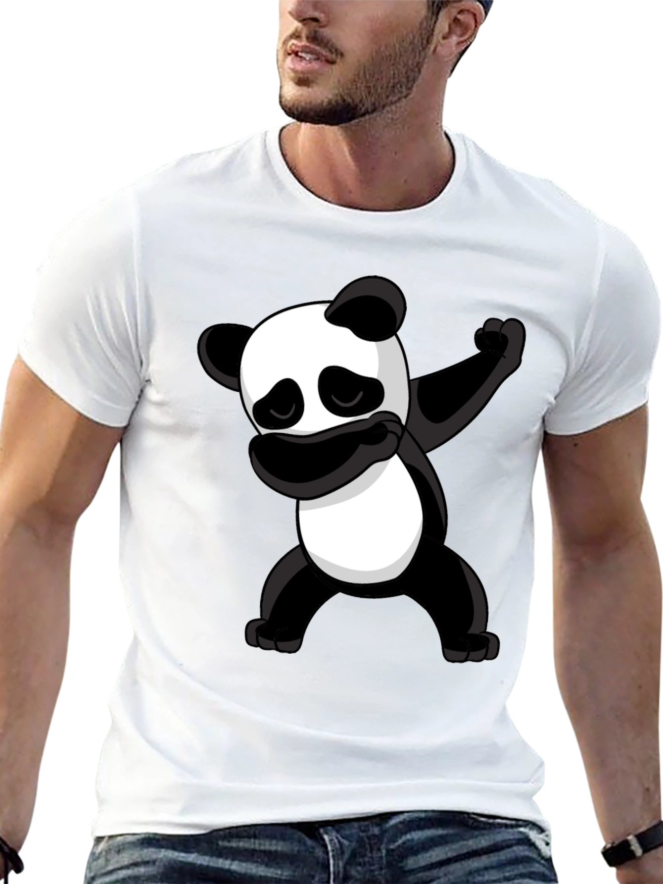 Dabbing Panda Graphic Tee - Black Cotton T-Shirt