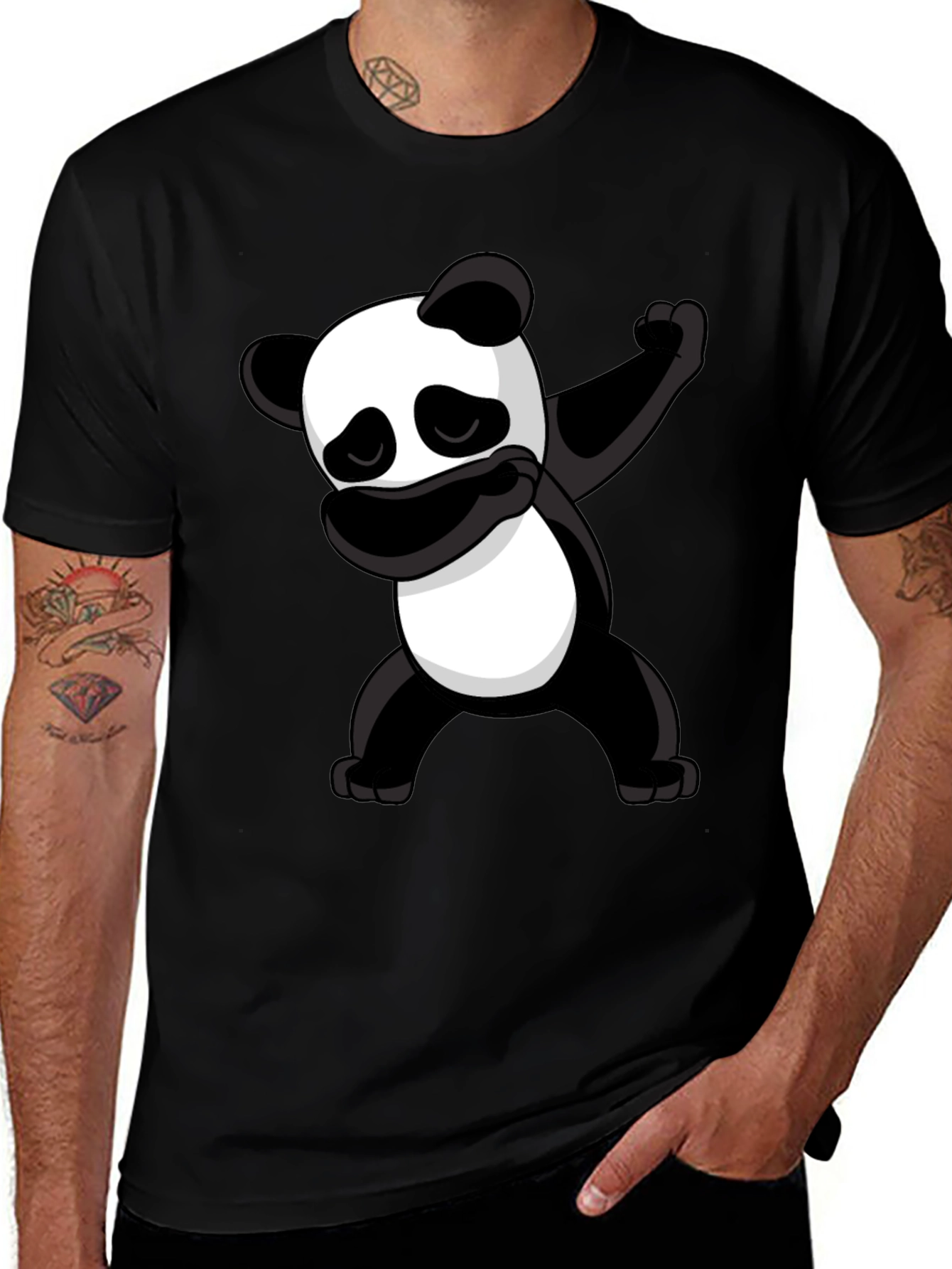 Dabbing Panda Graphic Tee - Black Cotton T-Shirt