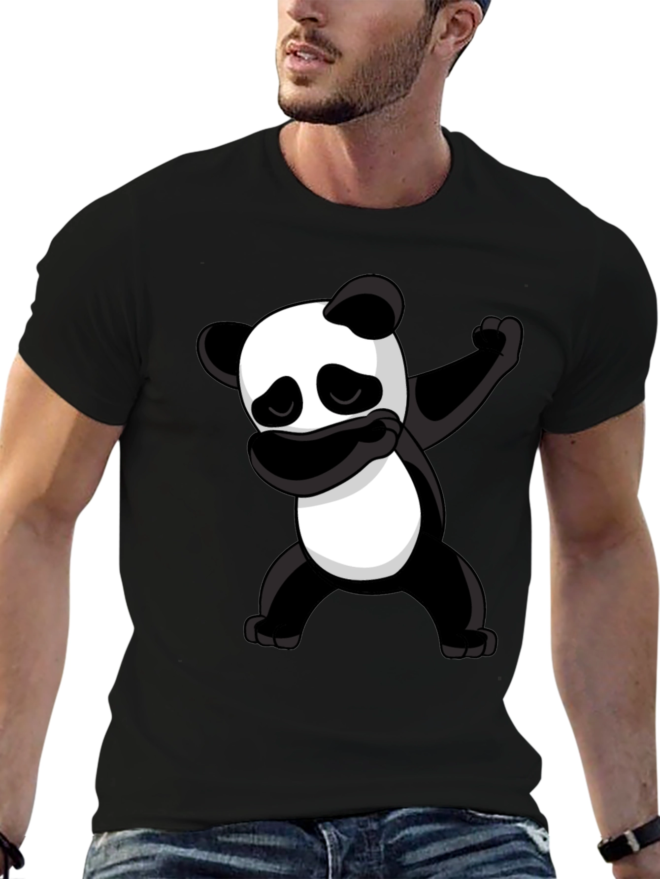 Dabbing Panda Graphic Tee - Black Cotton T-Shirt