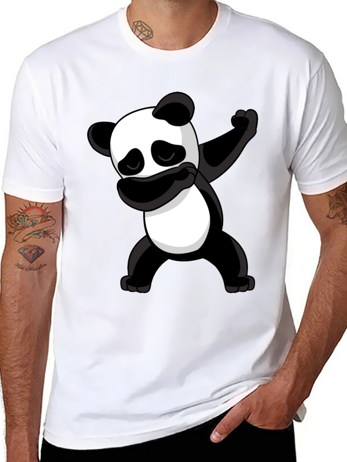 Dabbing Panda Graphic Tee - Black Cotton T-Shirt