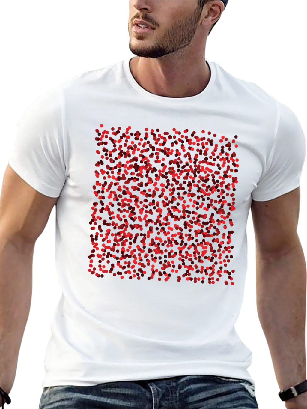 Abstract Red Dots Black T-Shirt