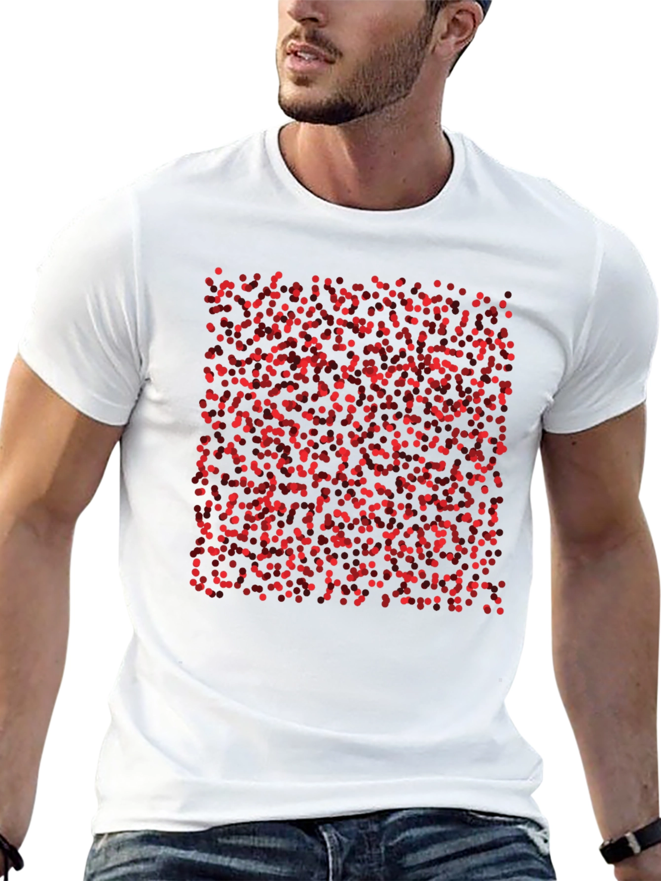 Abstract Red Dots Black T-Shirt