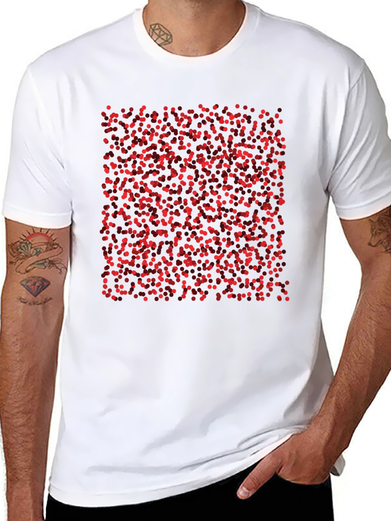Abstract Red Dots Black T-Shirt