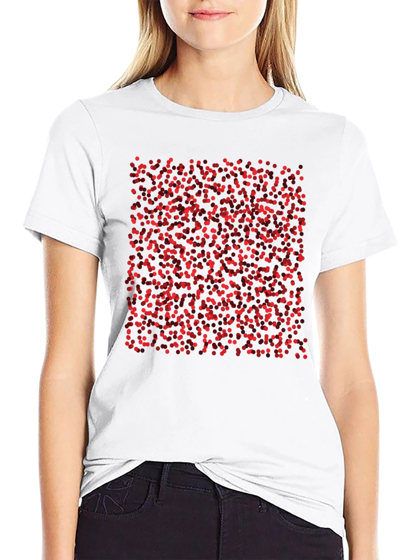 Abstract Red Dots Black T-Shirt