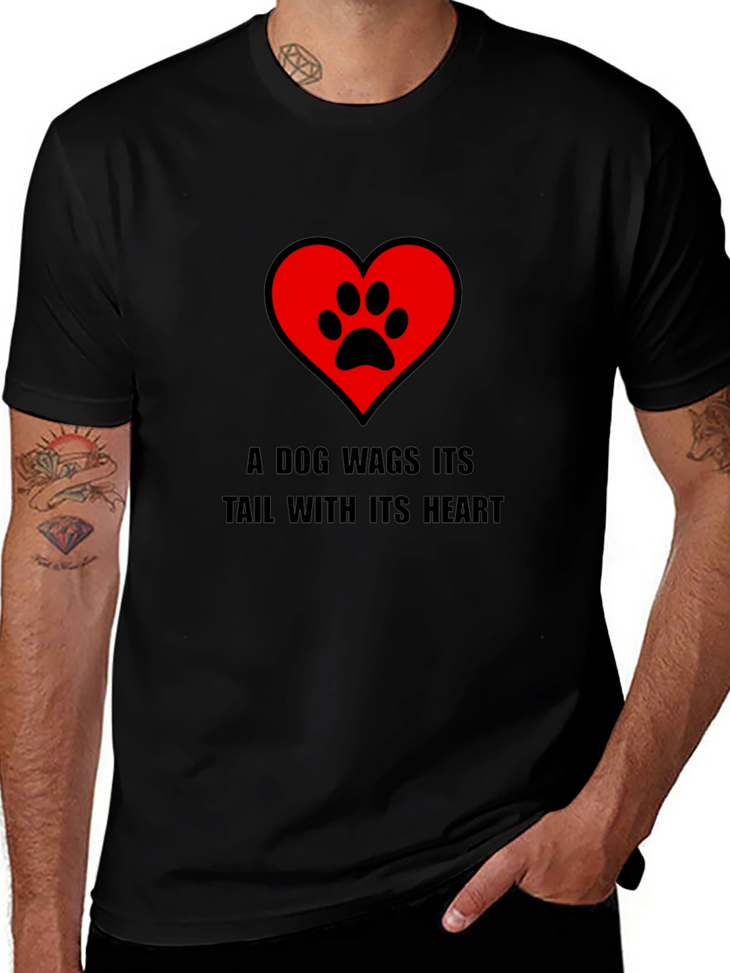 Dog Heart Paw Print Graphic Tee