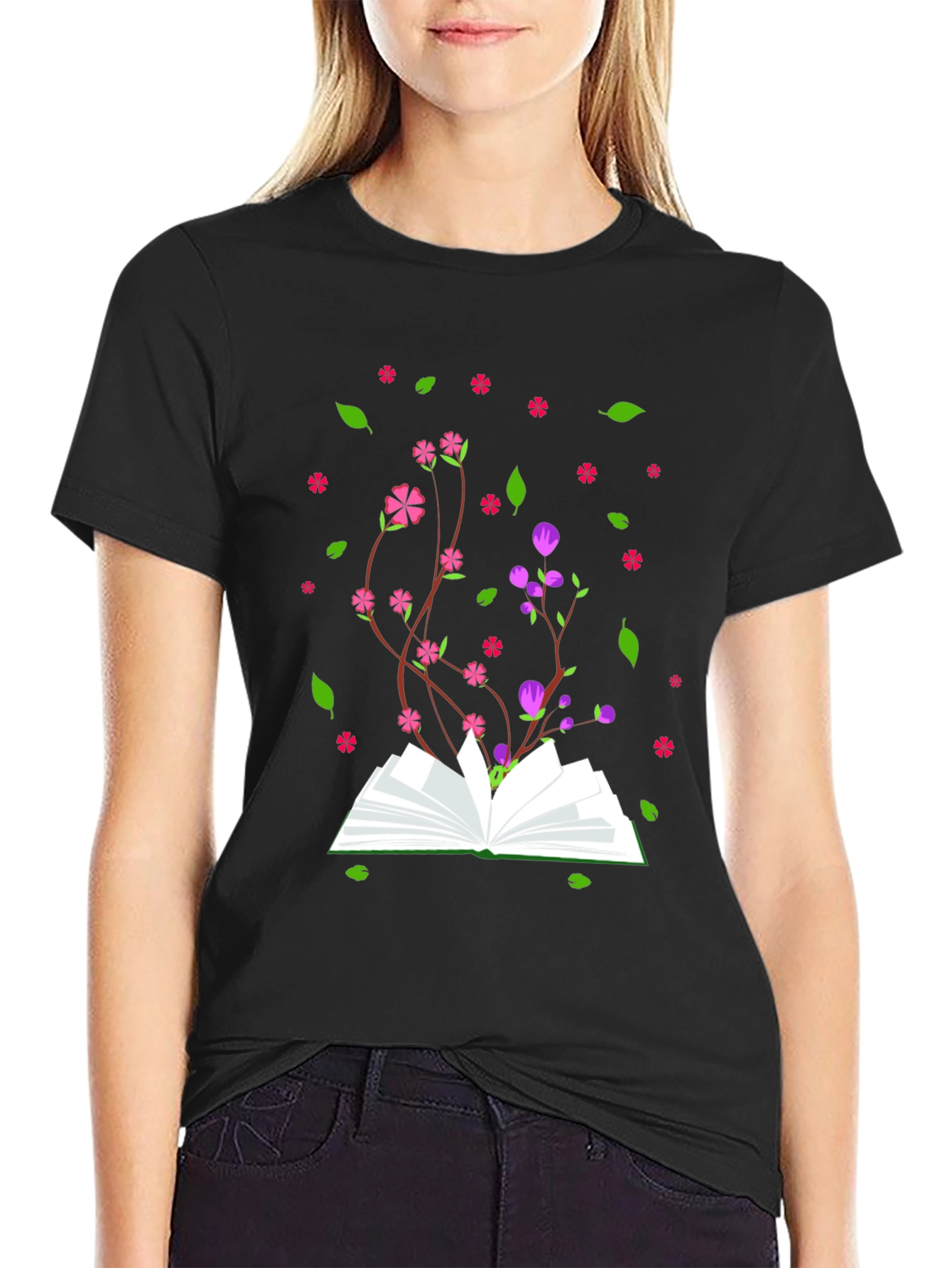 Bookish Bloom Tee - Novelty Floral Book T-Shirt
