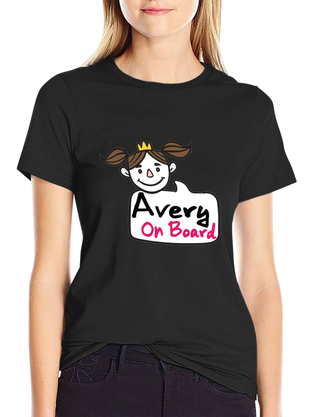 Avery On Board Black Cotton T-Shirt