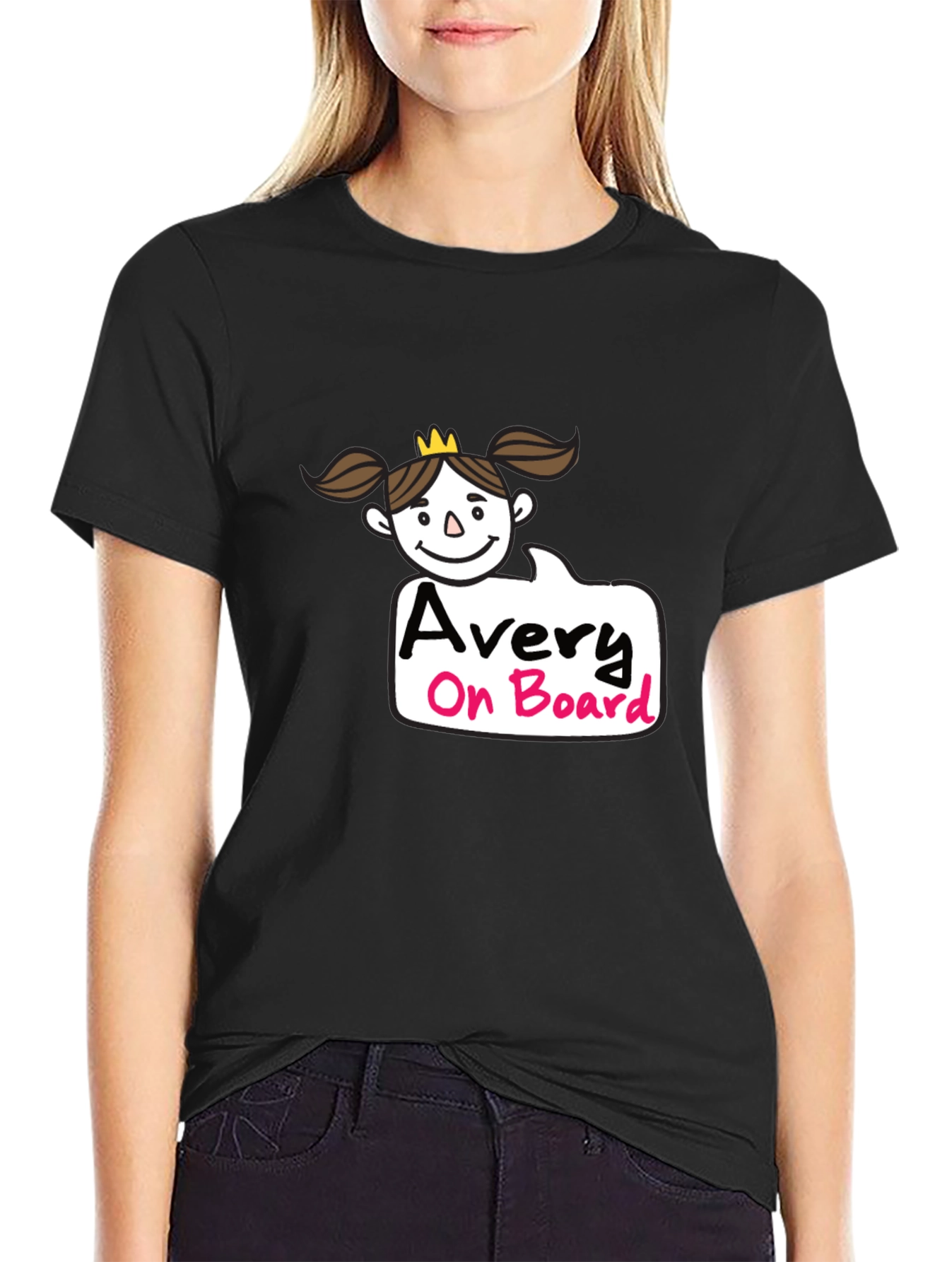 Avery On Board Black Cotton T-Shirt