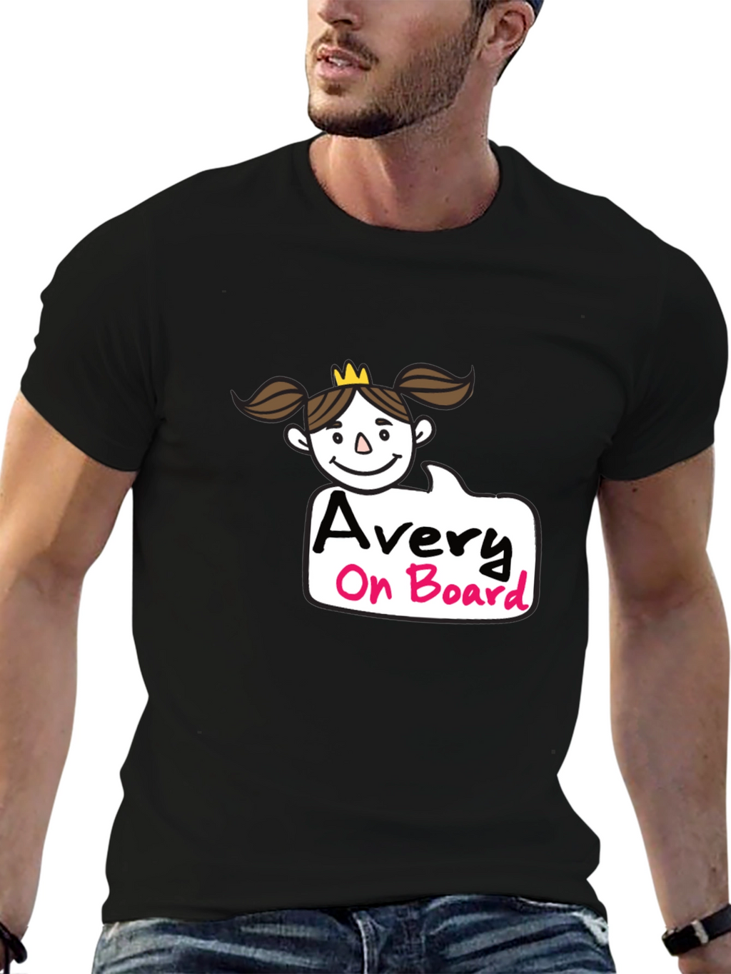 Avery On Board Black Cotton T-Shirt