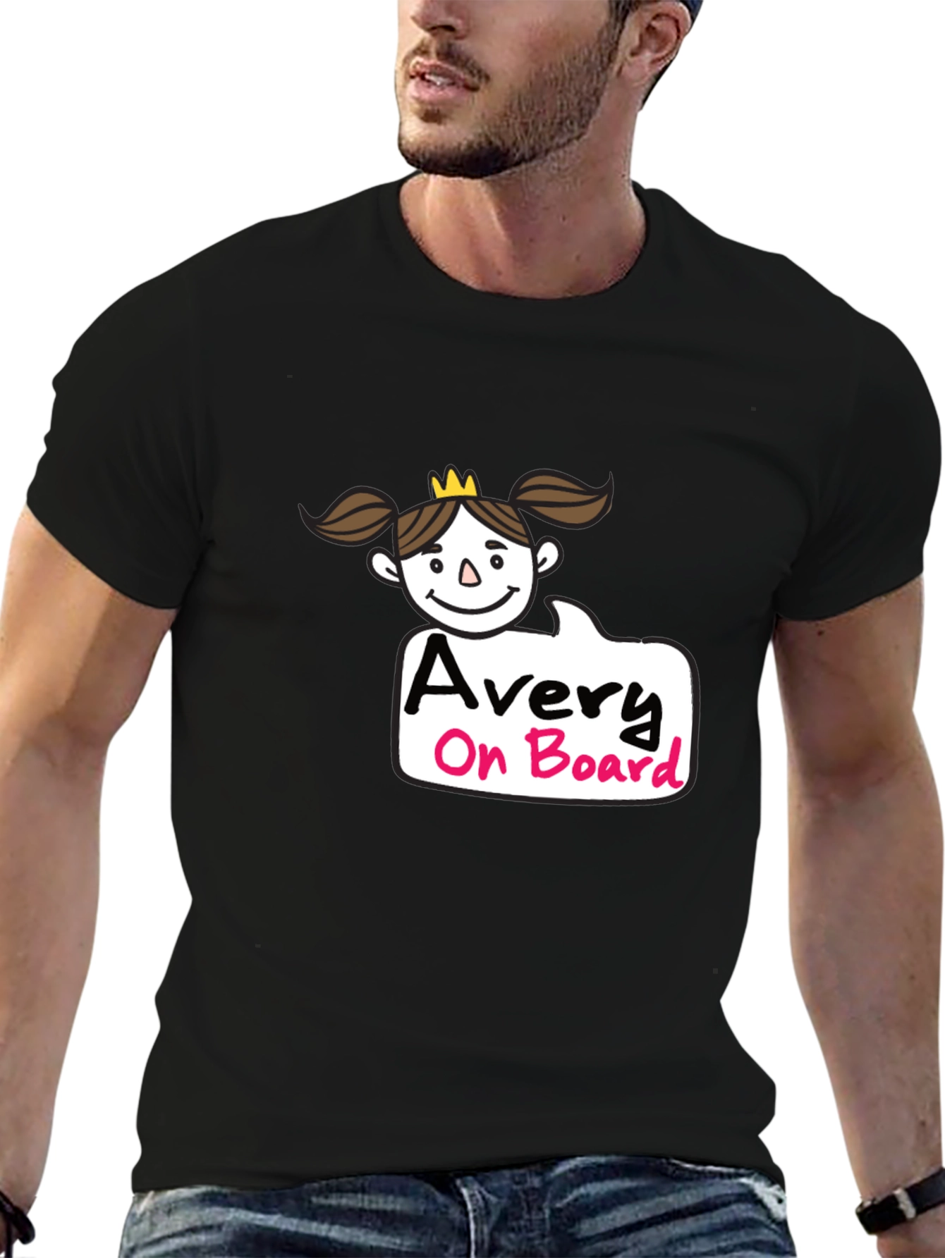 Avery On Board Black Cotton T-Shirt