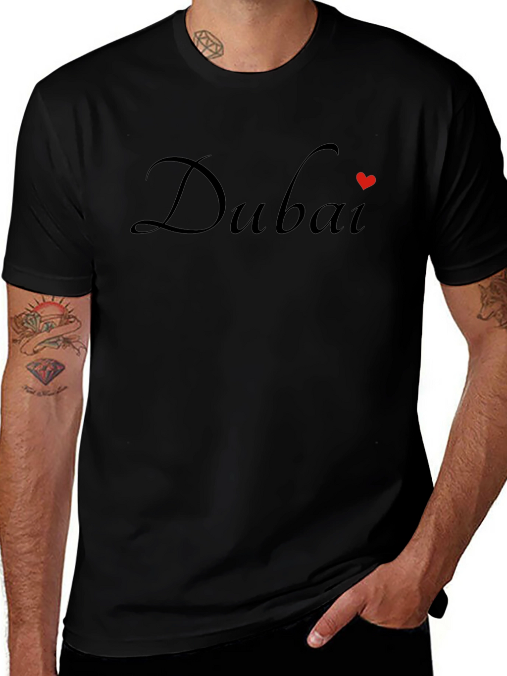 Dubai Heart T-Shirt - Stylish Black Tee