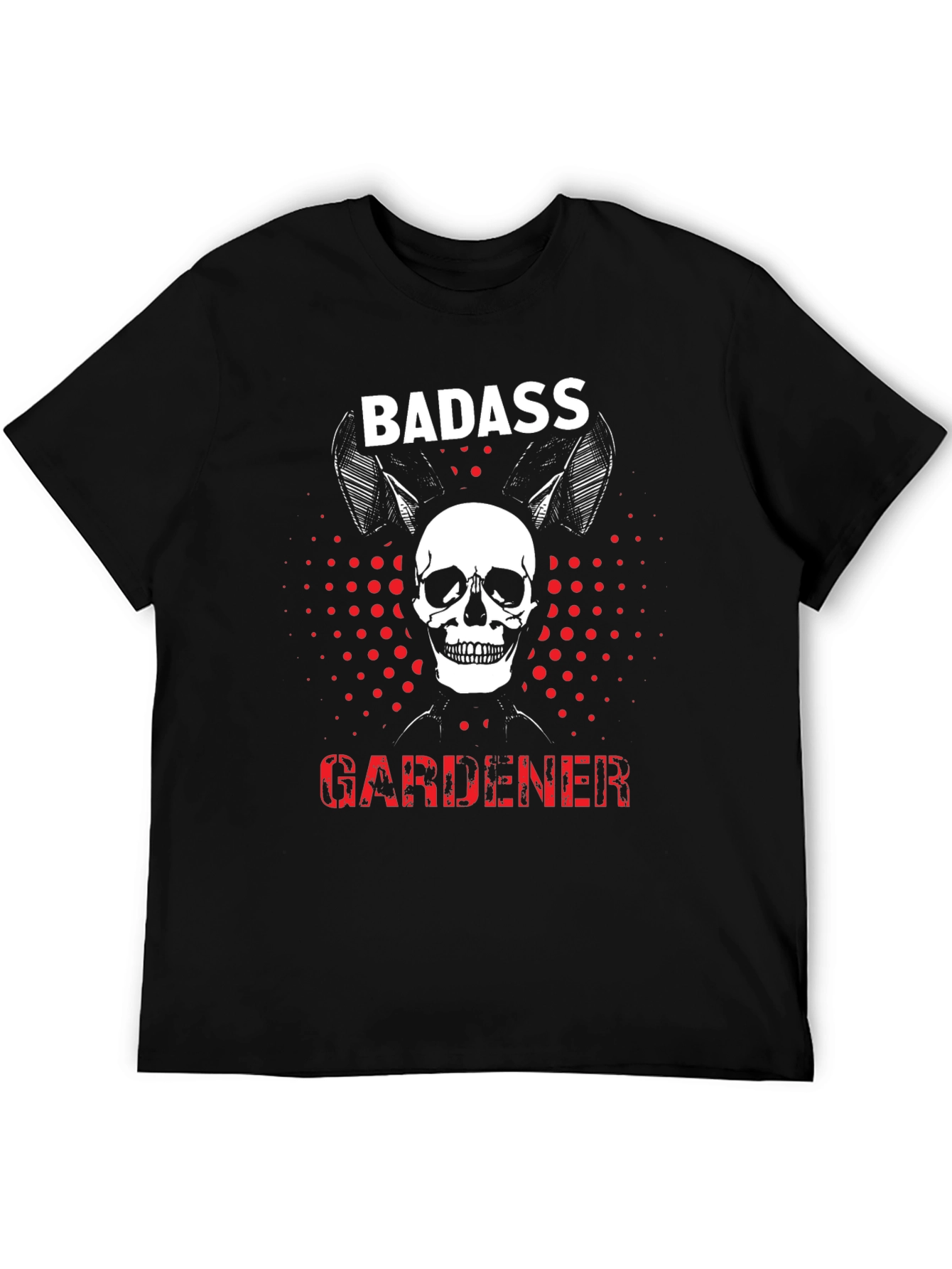 Badass Gardener Skull T-Shirt - Mens Black Tee