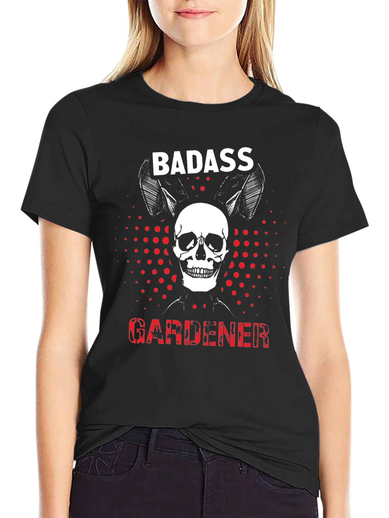 Badass Gardener Skull T-Shirt - Mens Black Tee