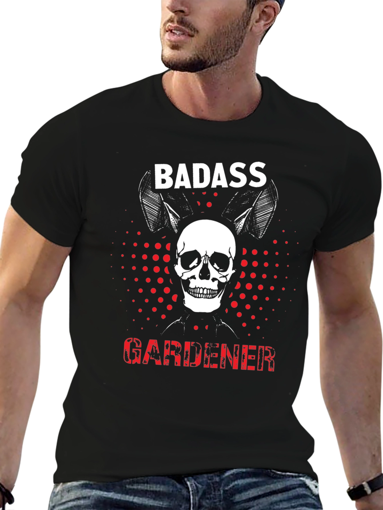 Badass Gardener Skull T-Shirt - Mens Black Tee
