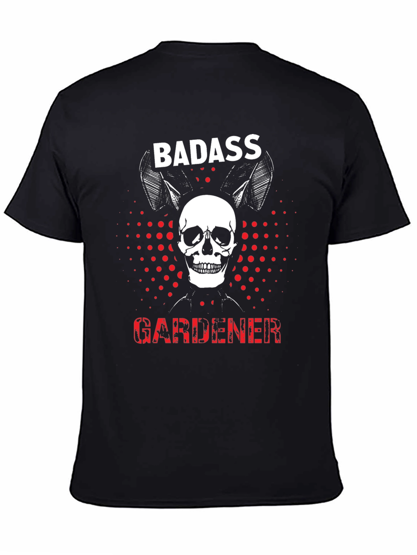 Badass Gardener Skull T-Shirt - Mens Black Tee