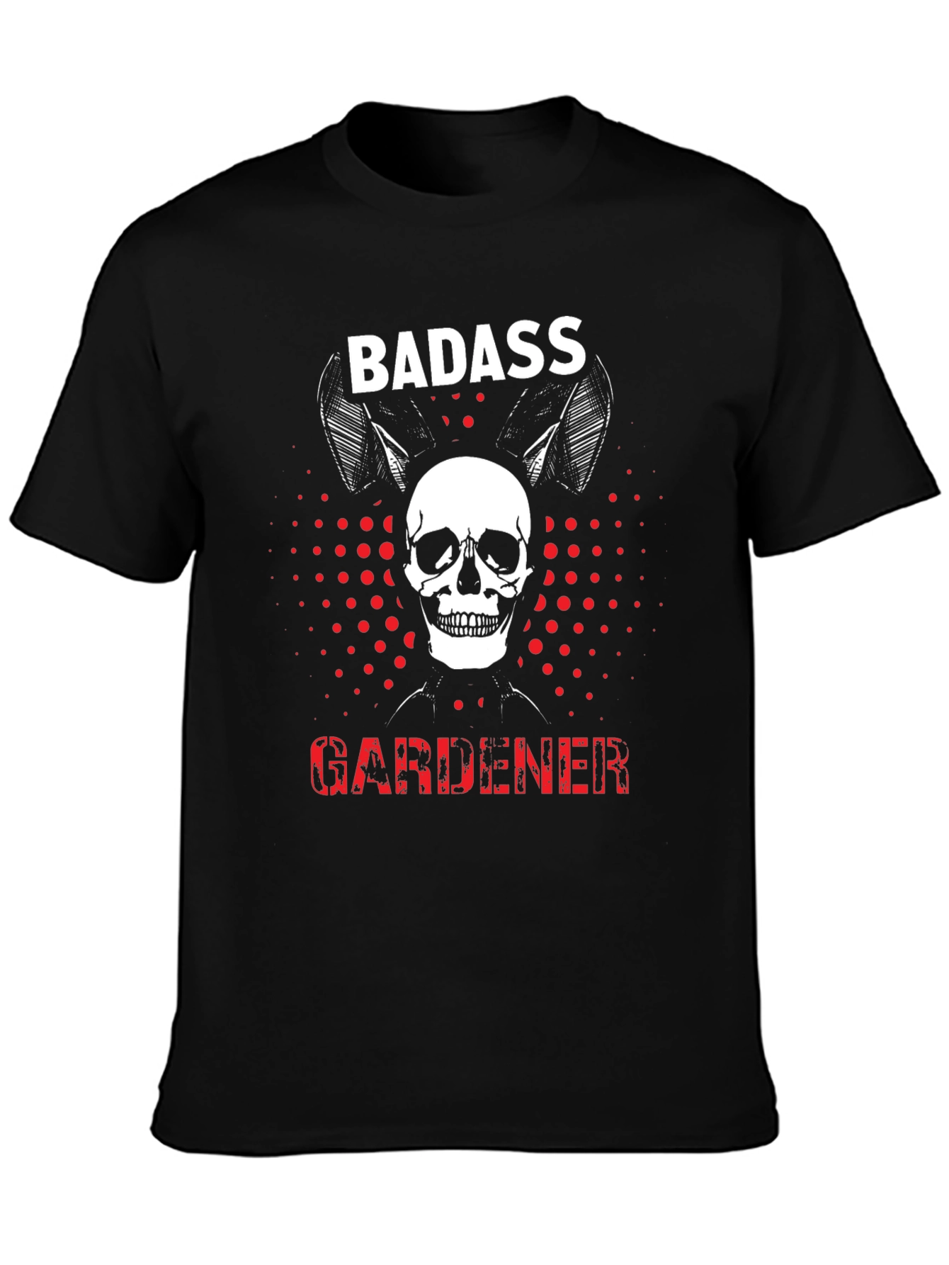 Badass Gardener Skull T-Shirt - Mens Black Tee