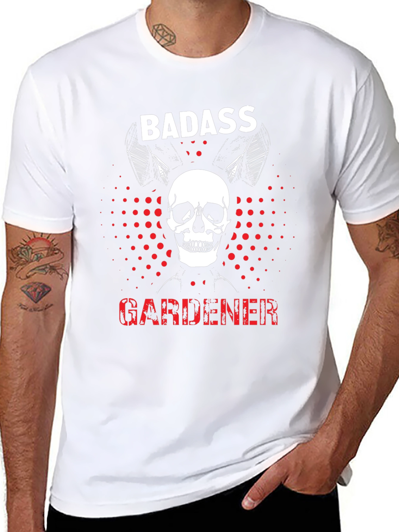 Badass Gardener Skull T-Shirt - Mens Black Tee
