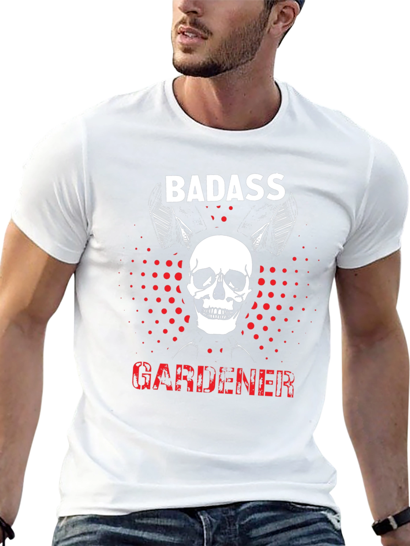 Badass Gardener Skull T-Shirt - Mens Black Tee