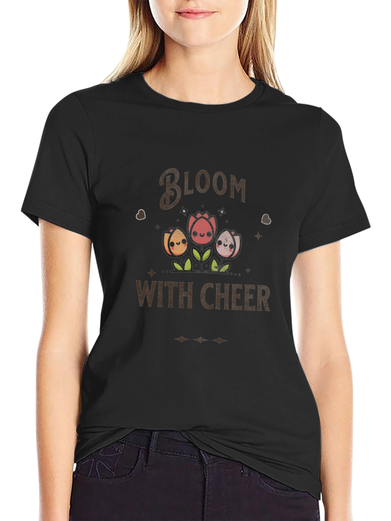 Bloom with Cheer T-Shirt - Cute Floral Design