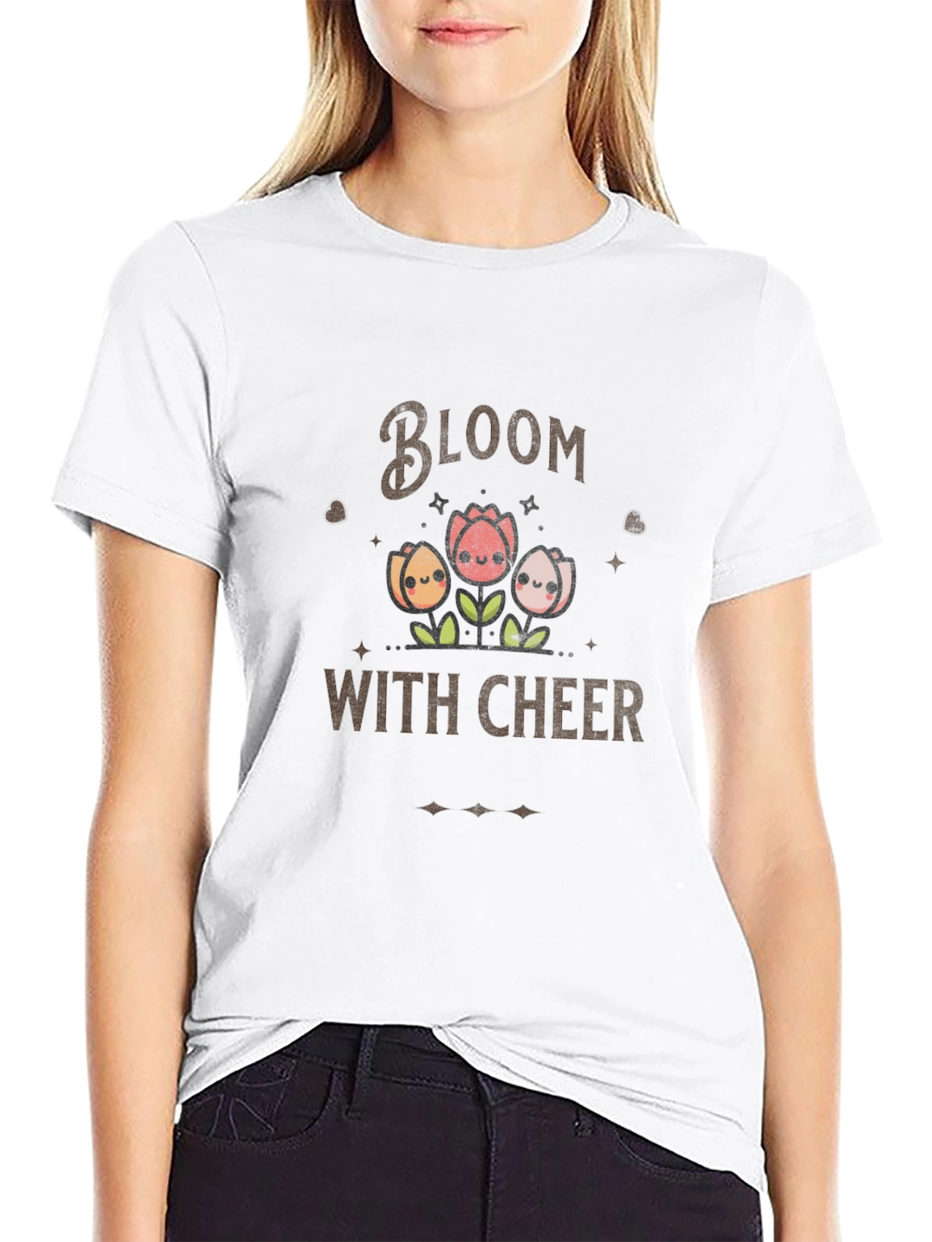 Bloom with Cheer T-Shirt - Cute Floral Design
