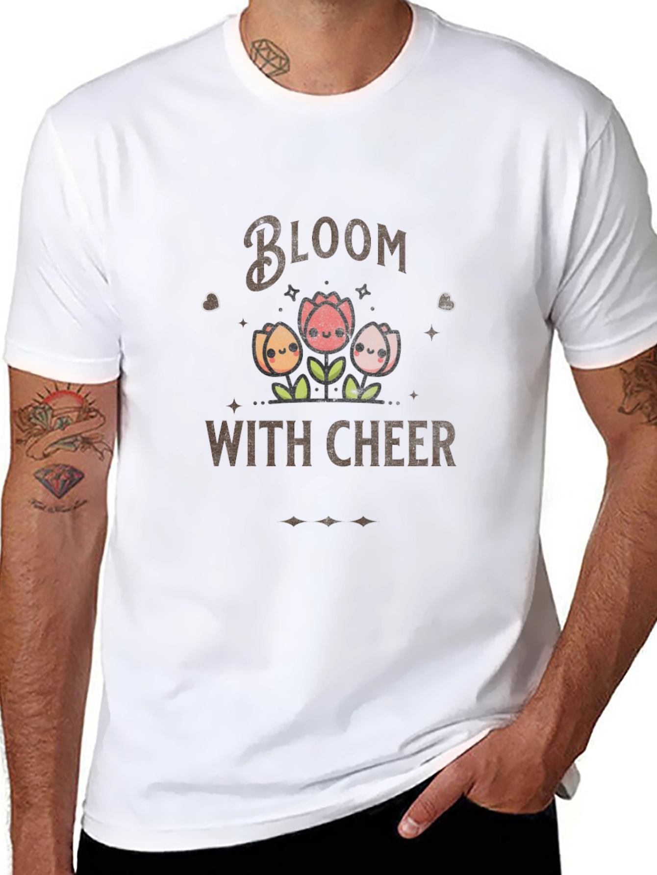 Bloom with Cheer T-Shirt - Cute Floral Design