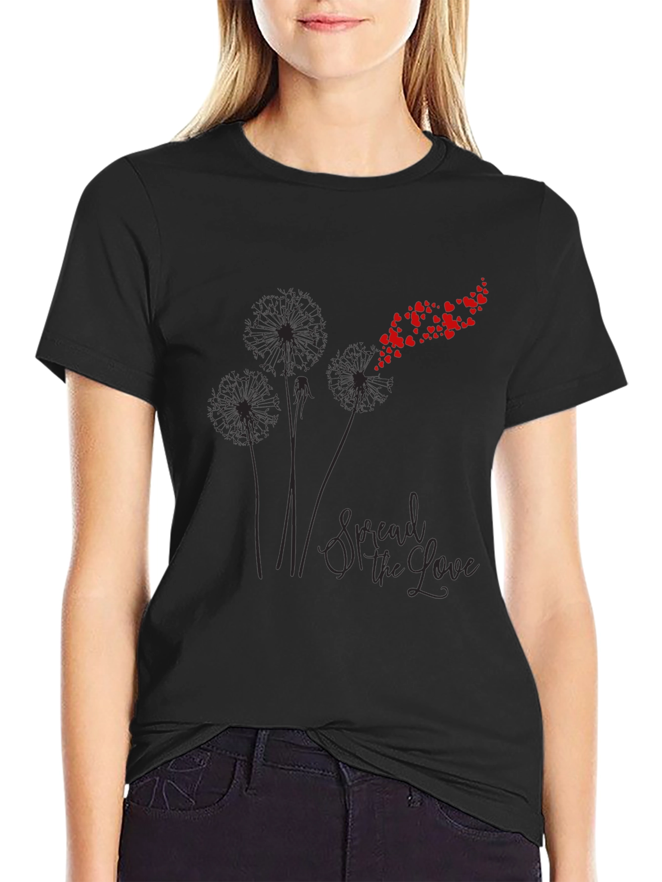 Spread the Love Graphic Tee - Black Cotton Blend