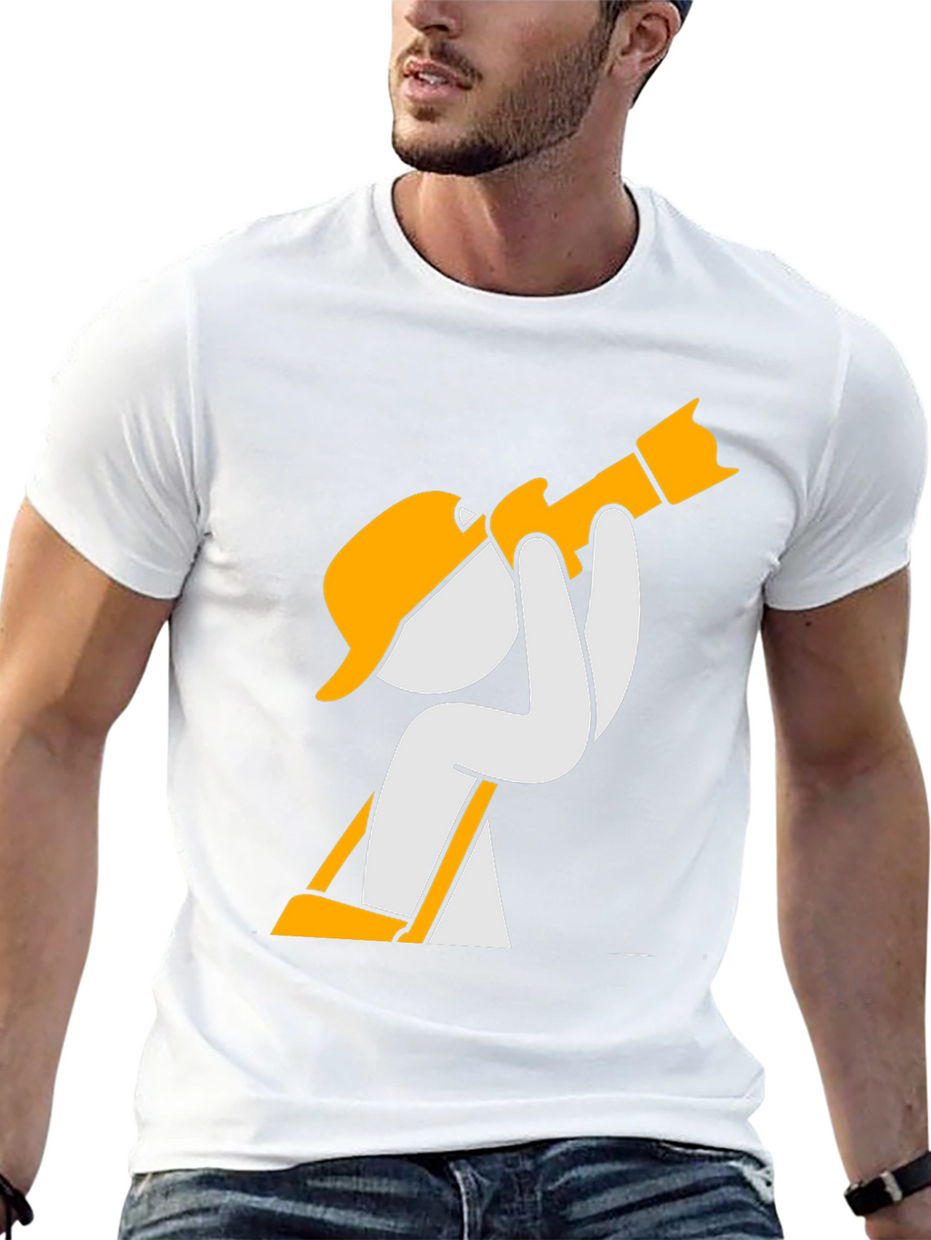 Construction Worker Cartoon Graphic T-Shirt