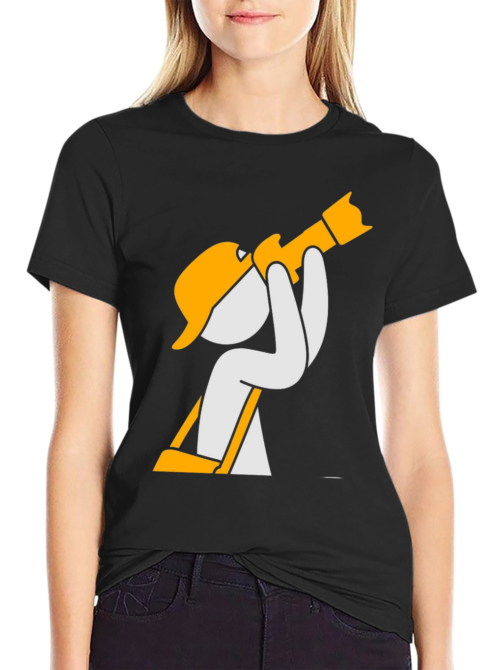 Construction Worker Cartoon Graphic T-Shirt