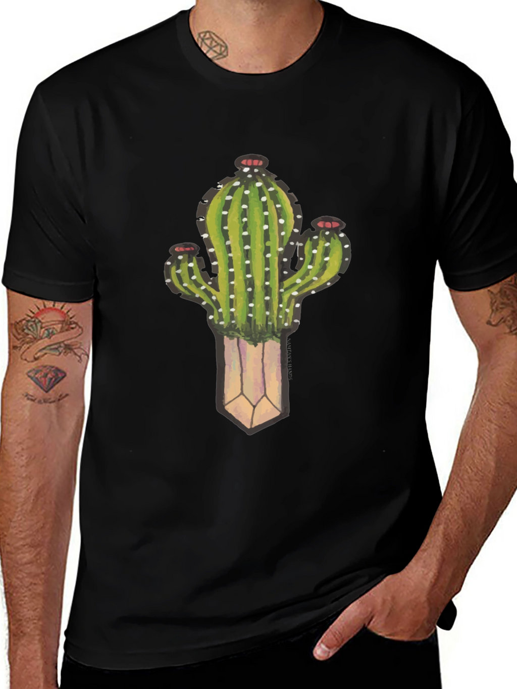 Cactus Plant Graphic Black T-Shirt