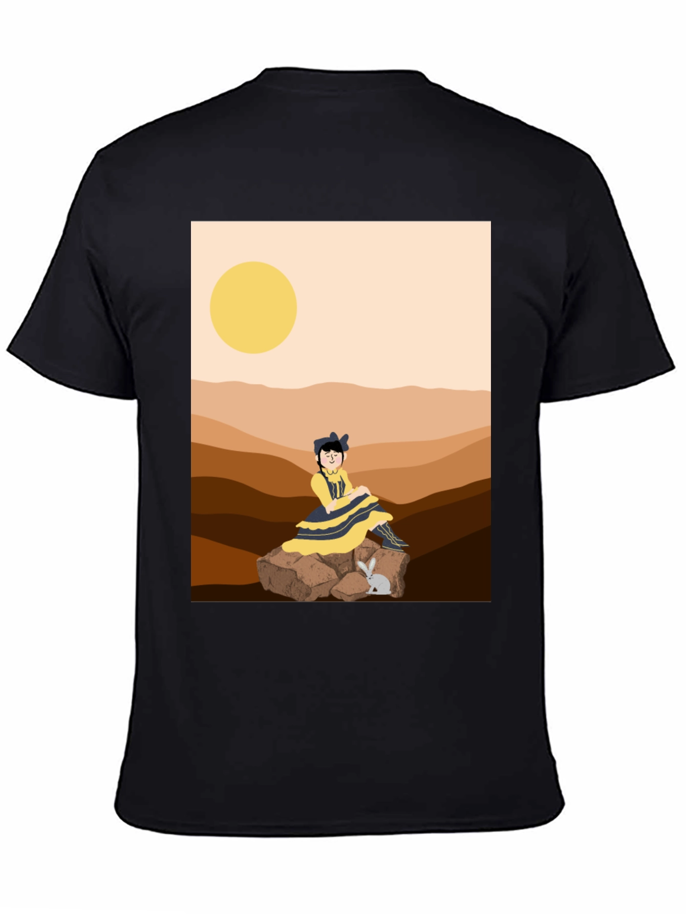 Unique Graphic T-Shirt - Desert Girl & Rabbit