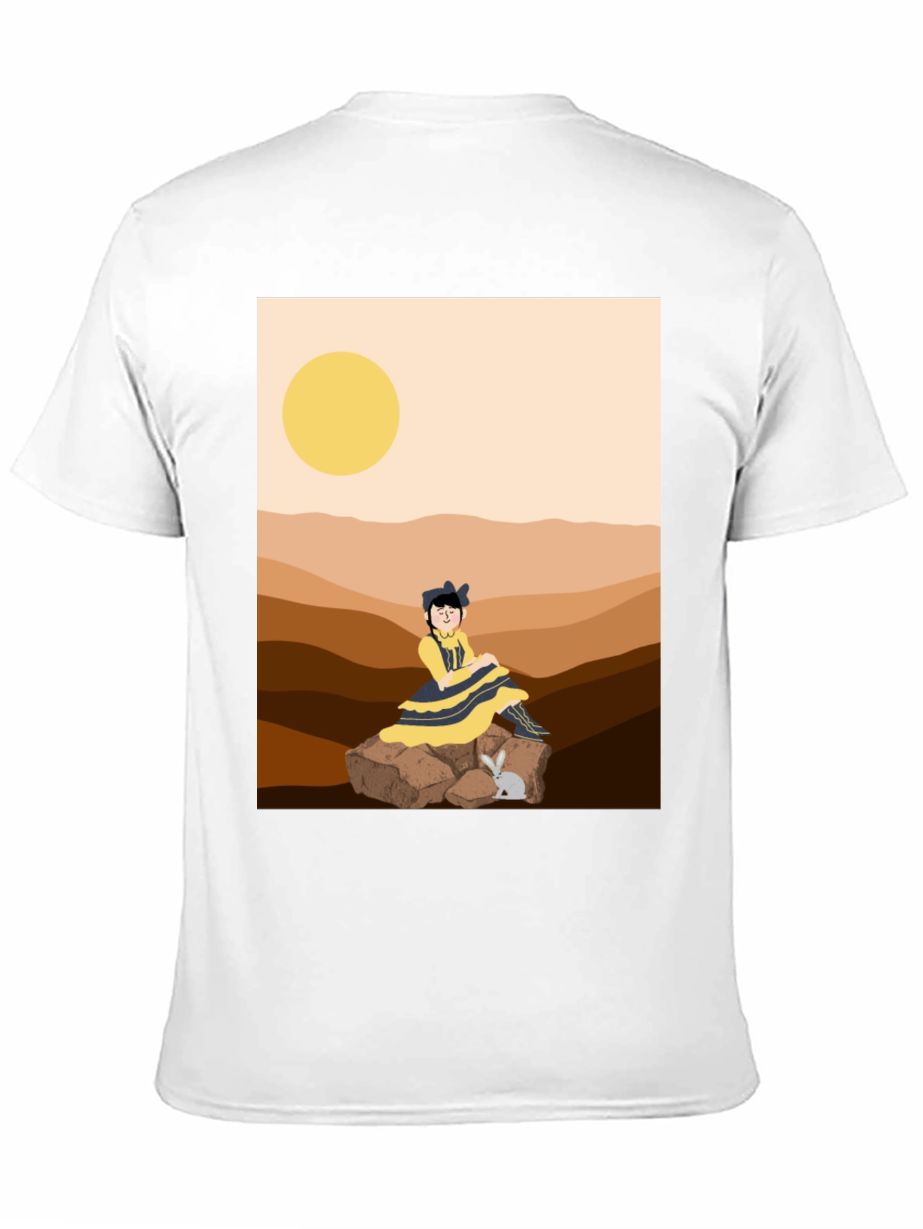 Unique Graphic T-Shirt - Desert Girl & Rabbit