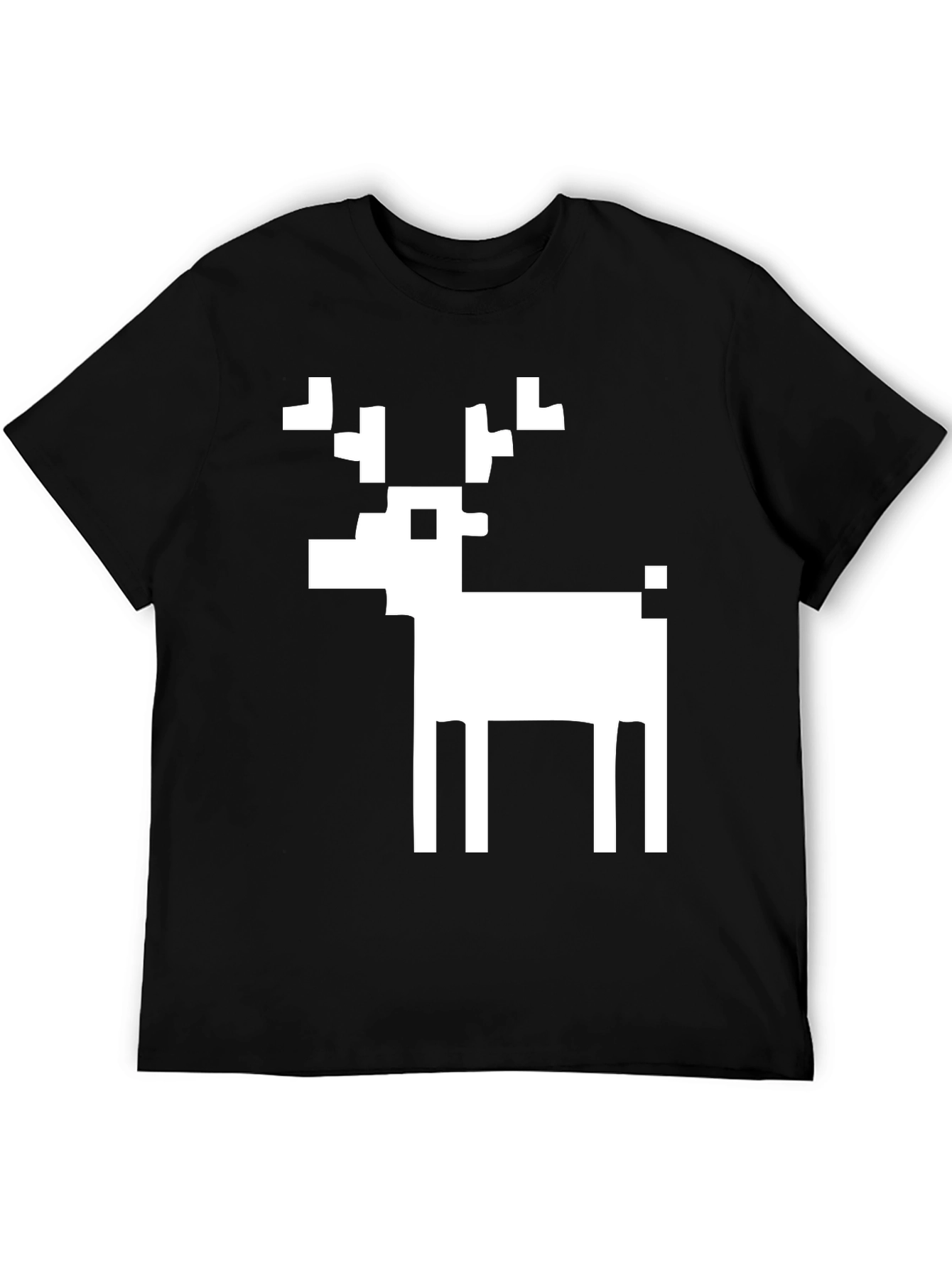 Pixel Reindeer Black Graphic Tee