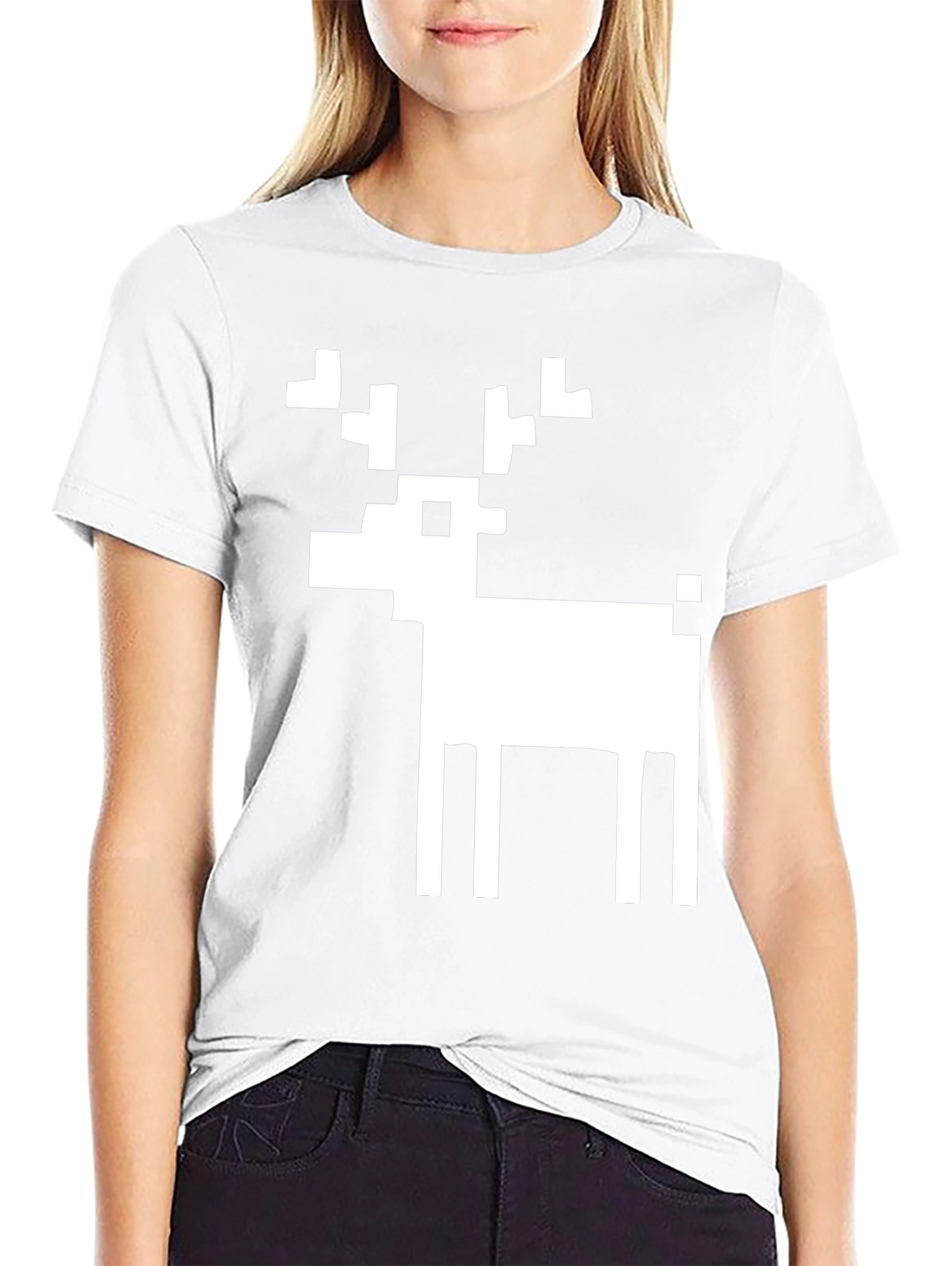 Pixel Reindeer Black Graphic Tee