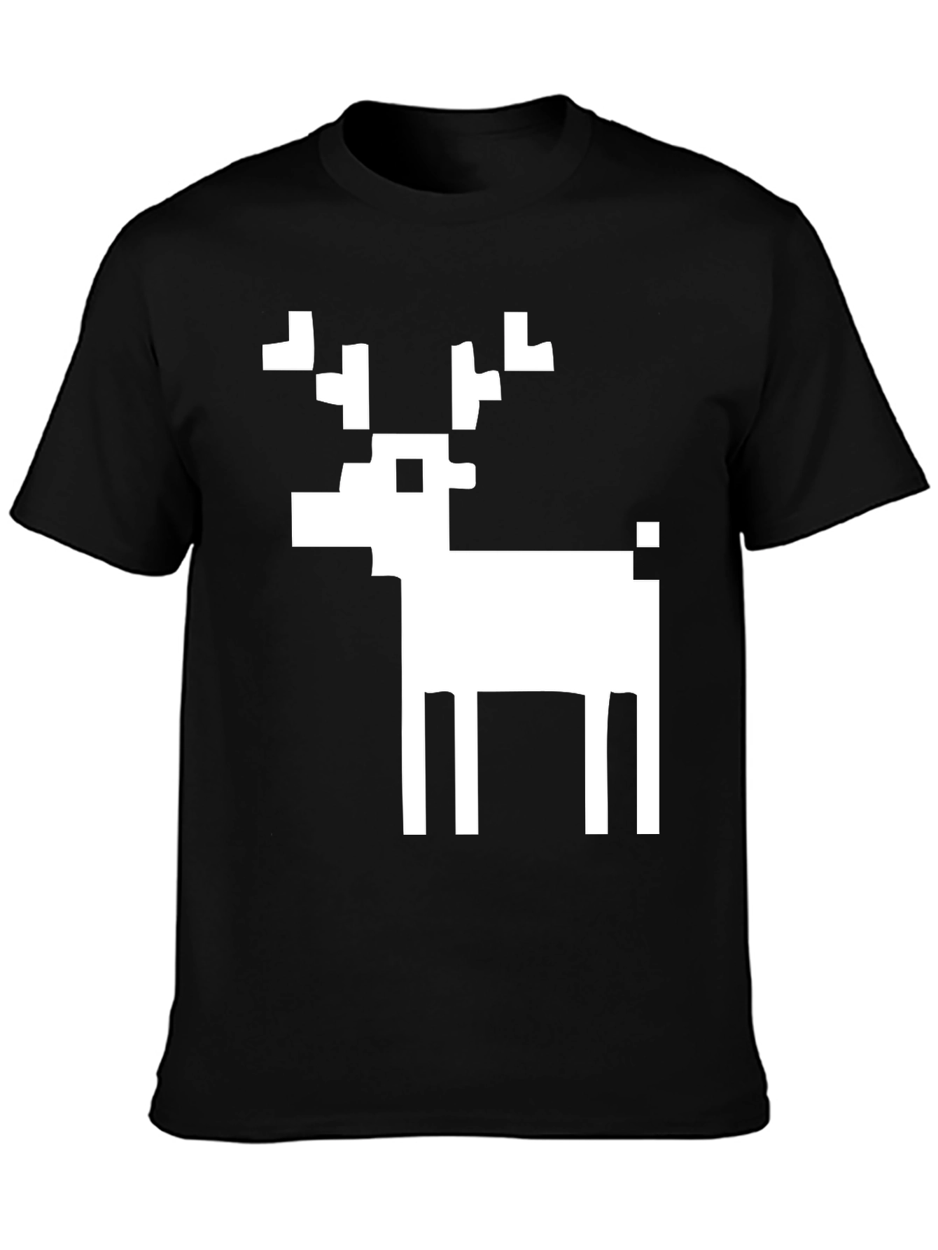 Pixel Reindeer Black Graphic Tee