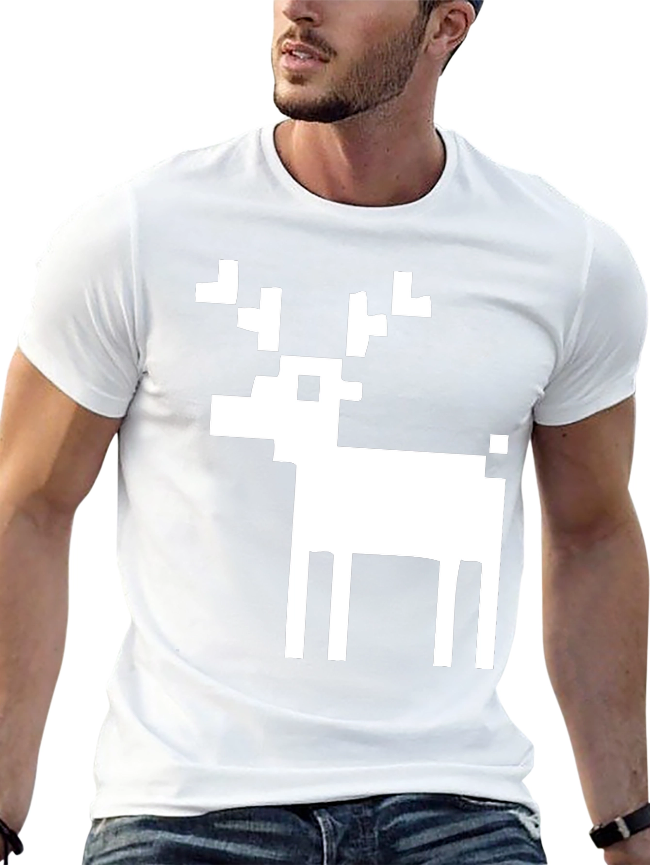 Pixel Reindeer Black Graphic Tee