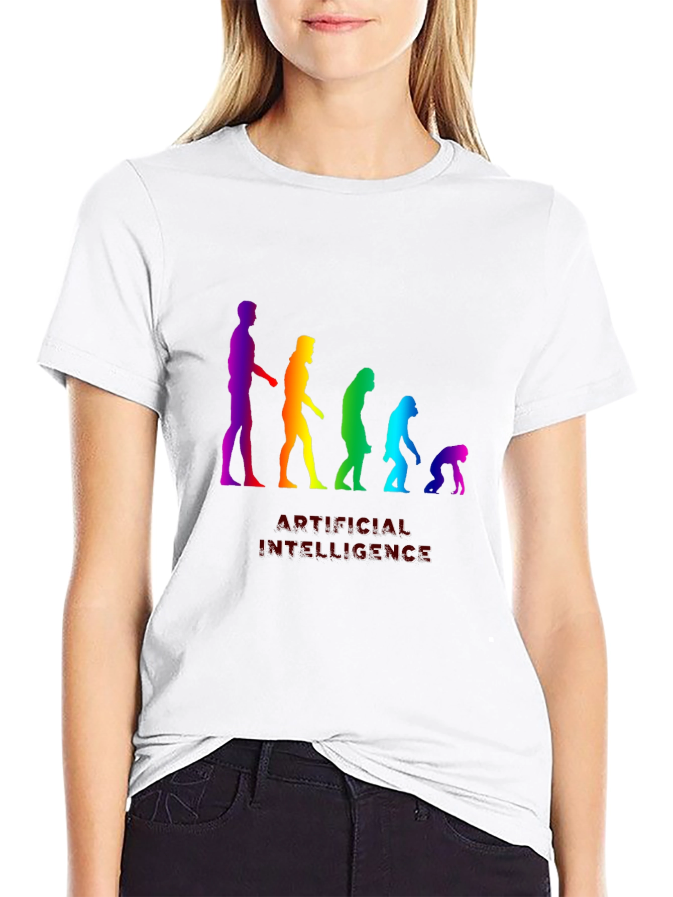AI Evolution Rainbow Graphic T-Shirt